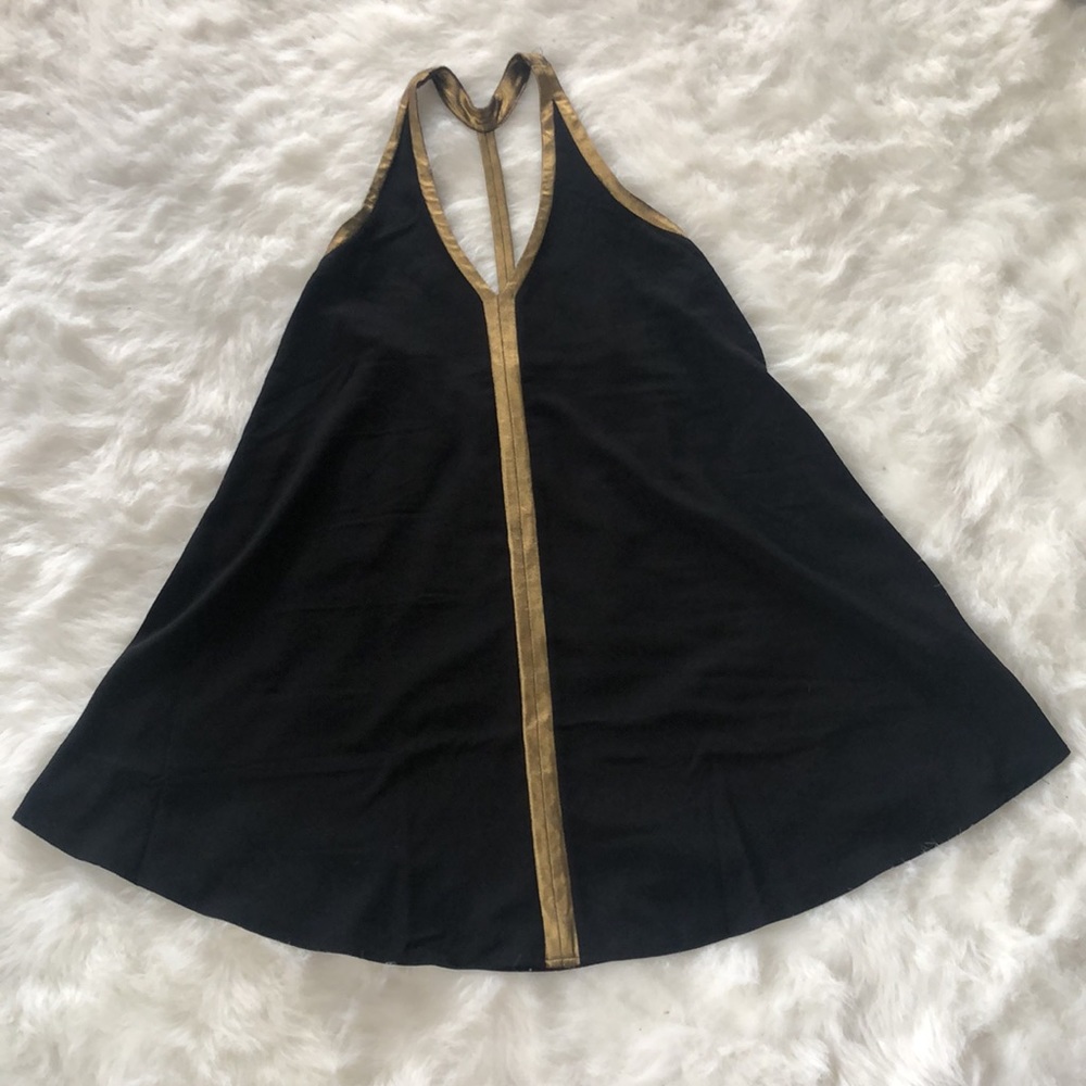 Black Dress with Metallic Copper